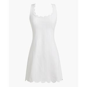 J. Crew White Scallop Trim Active Mini Dress Large Tennis Golf Outdoors Preppy